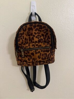 Leopard Print Mini Backpack - Brown/Black